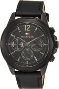 Tommy Hilfiger Lars Chronograph Black Dial Black Leather Strap Watch For Men - 1792062