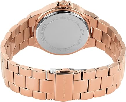 Michael Kors Lennox Three-Hand Black Dial Rose Gold Steel Strap Watch For Women - MK7233