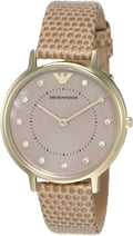 Emporio Armani Kappa Quartz Mother of Pearl Taupe Dial Brown Leather Strap Watch For Men - AR11151