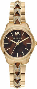 Michael Kors Runway Mercer Analog Brown Dial Gold Steel Strap Watch For Women - MK6855