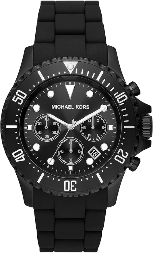 Michael Kors Everest Chronograph Black Dial Black Silicone Strap Watch For Men - MK8980