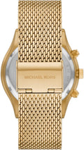 Michael Kors Slim Runway Chronograph Black Dial Gold Mesh Strap Watch For Men - MK9057