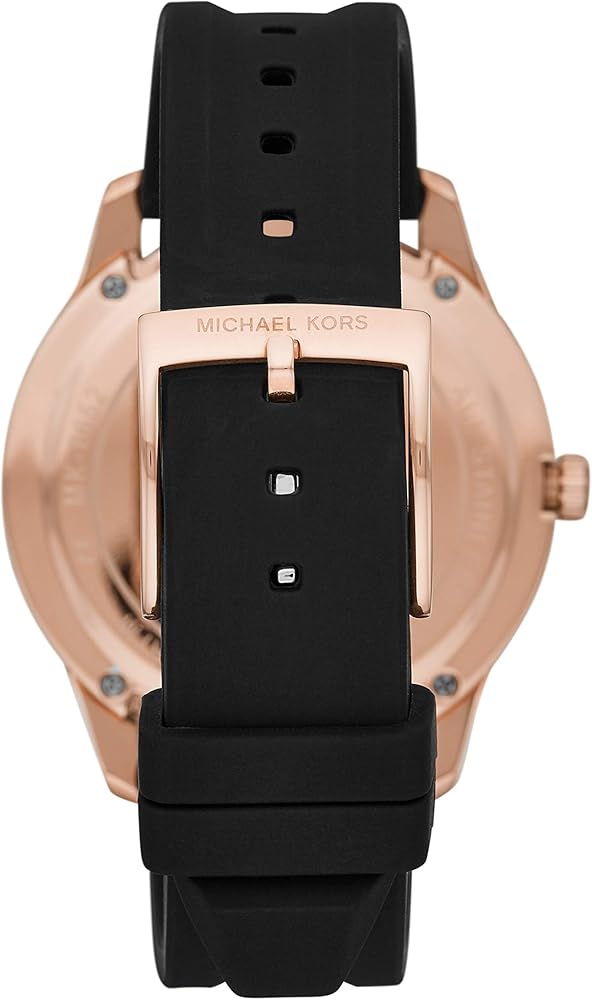 Michael Kors Runway Quartz Black Dial Black Silicone Strap Watch For Women - MK6852