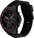 Tommy Hilfiger Justin Quartz Black Dial Black Rubber Strap Watch For Men - 1792056