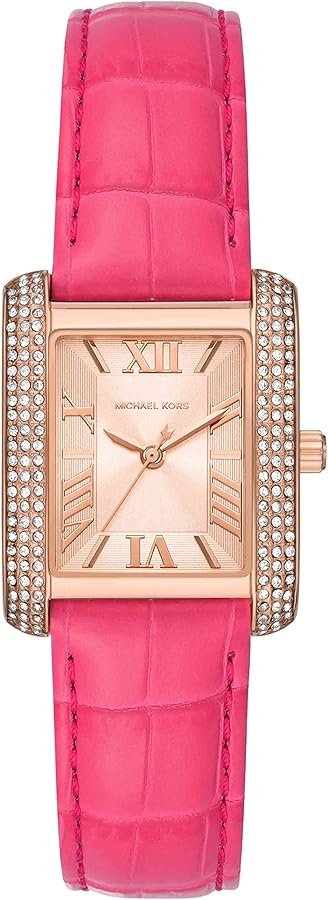 Michael Kors Emery Quartz Diamonds Rose Gold Dial Pink Leather Strap Watch For Women - MK2984