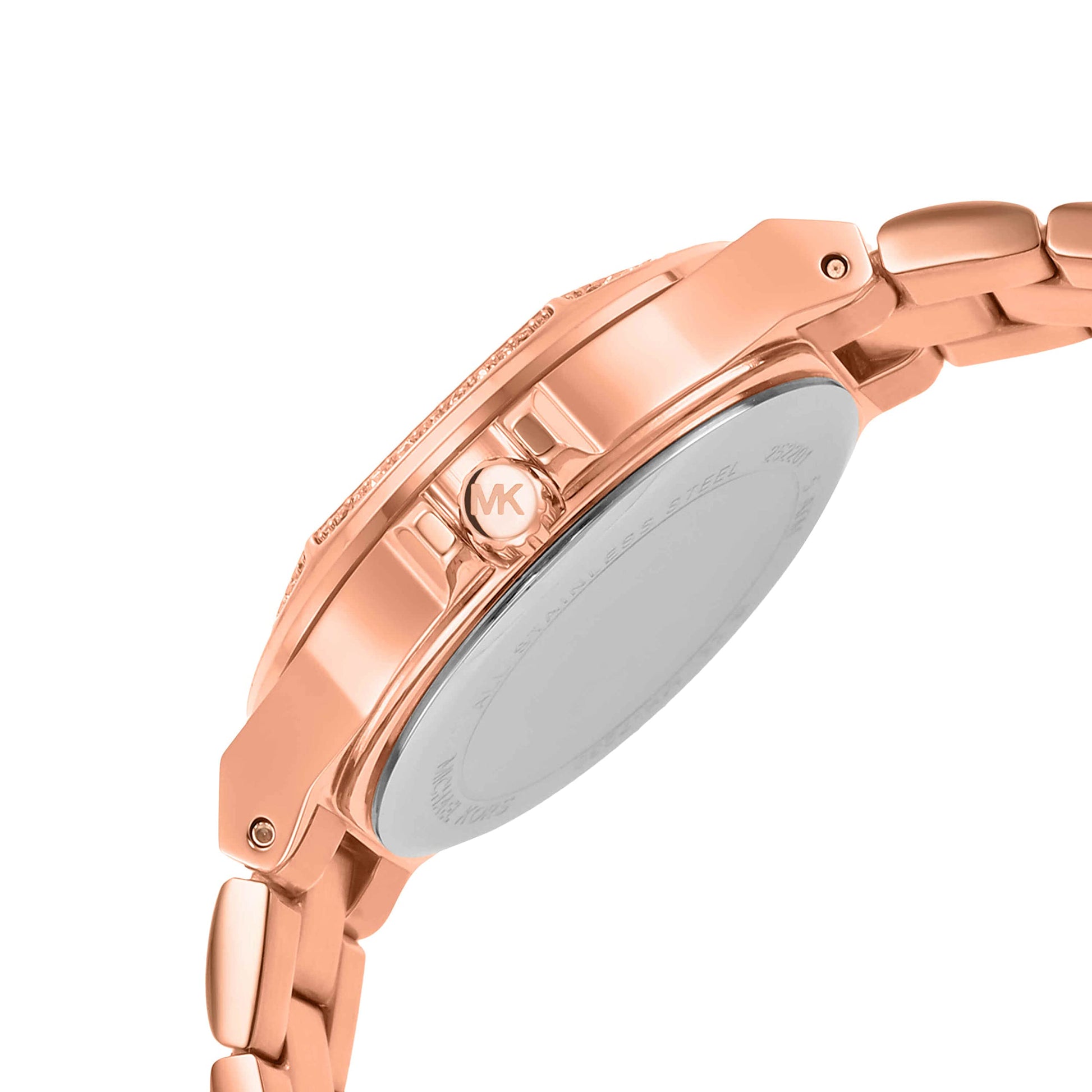 Michael Kors Lennox Three Hand Rose Gold Dial Rose Gold Steel Strap Watch For Women - MK7230