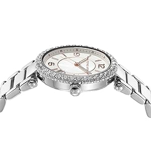 Michael Kors Parker Three Hand White Dial Silver Steel Strap Watch For Women - MK4694