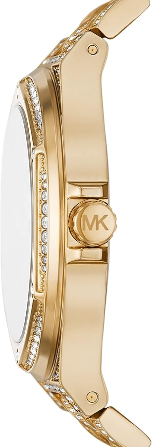 Michael Kors Lennox Three Hand Crystals White Dial Gold Steel Strap Watch For Women - MK6991