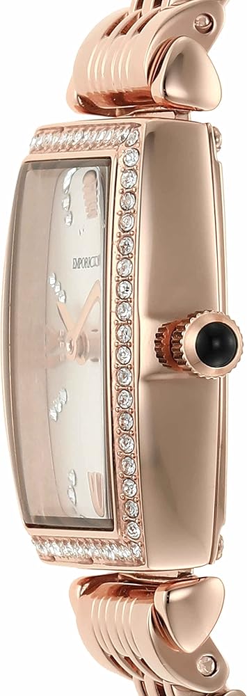 Emporio Armani Gianni T Bar Quartz Crystals White Dial Rose Gold Steel Strap Watch For Women - AR11406