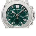 Versace Greca Action Chronograph Quartz Green Dial Silver Steel Strap Watch for Men - VE3J00422