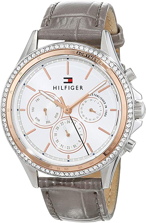 Tommy Hilfiger Ari Diamonds White Dial Grey Leather Strap Watch for Women - 1781980