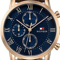 Tommy Hilfiger Kane Chronograph Quartz Blue Dial Brown Leather Strap Watch for Men - 1791399