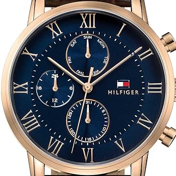 Tommy Hilfiger Kane Chronograph Quartz Blue Dial Brown Leather Strap Watch for Men - 1791399