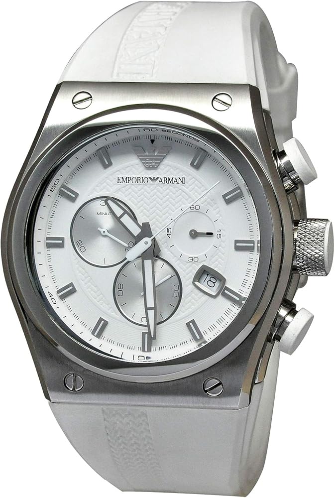 Emporio Armani Sportivo Analog Quartz White Dial White Rubber Strap Watch For Men - AR6103