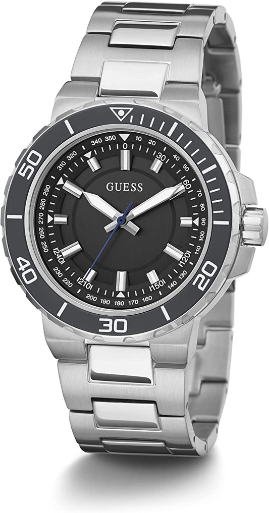 Guess Track Black Dial Silver Steel Strap Watch for Men - GW0426G1