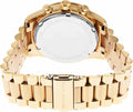 Michael Kors Lexington Chronograph Brown Dial Gold Steel Strap Watch For Women - MK7276