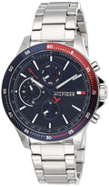 Tommy Hilfiger Bank Chronograph Blue Dial Silver Steel Strap Watch for Men - 1791718