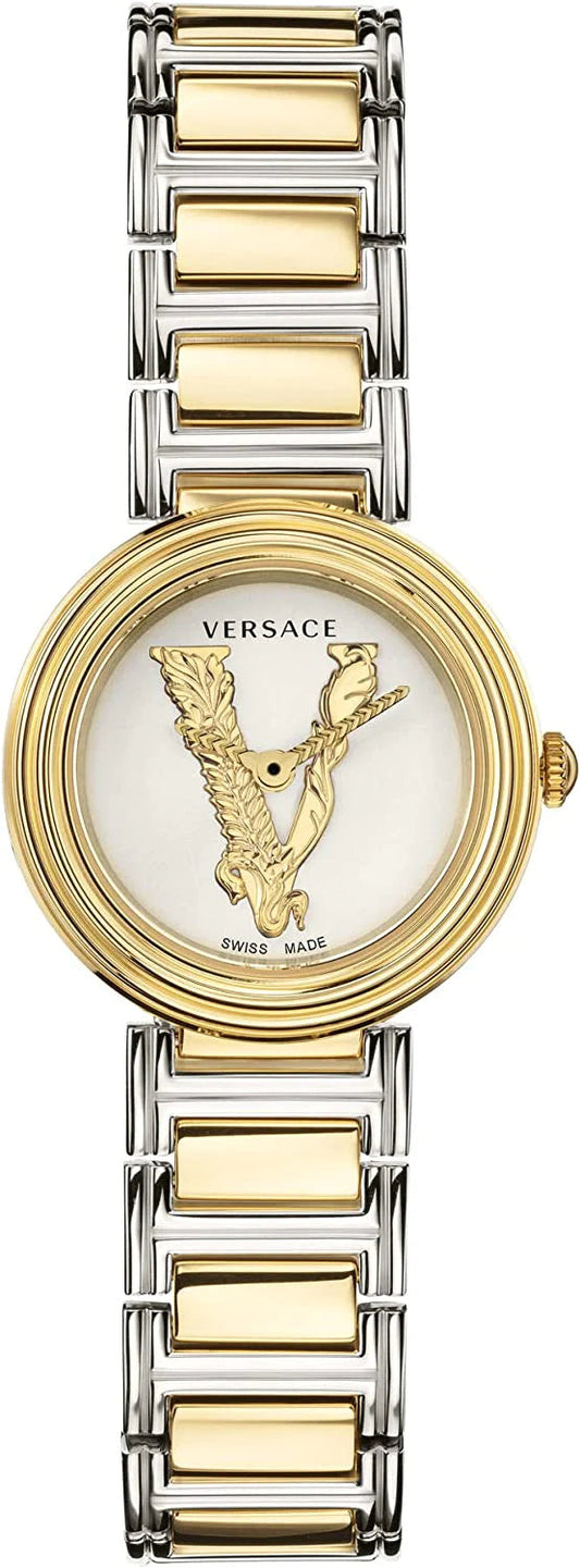 Versace Virtus Quartz White Dial Two Tone Steel Strap Watch For Women - VET300721