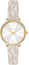 Michael Kors Pyper Quartz Silver Dial White Leather Strap Watch For Women - MK1037