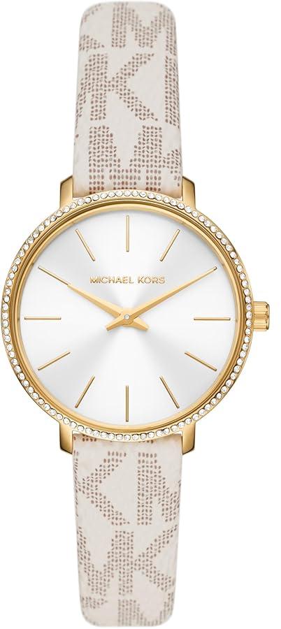 Michael Kors Pyper Quartz Silver Dial White Leather Strap Watch For Women - MK1037