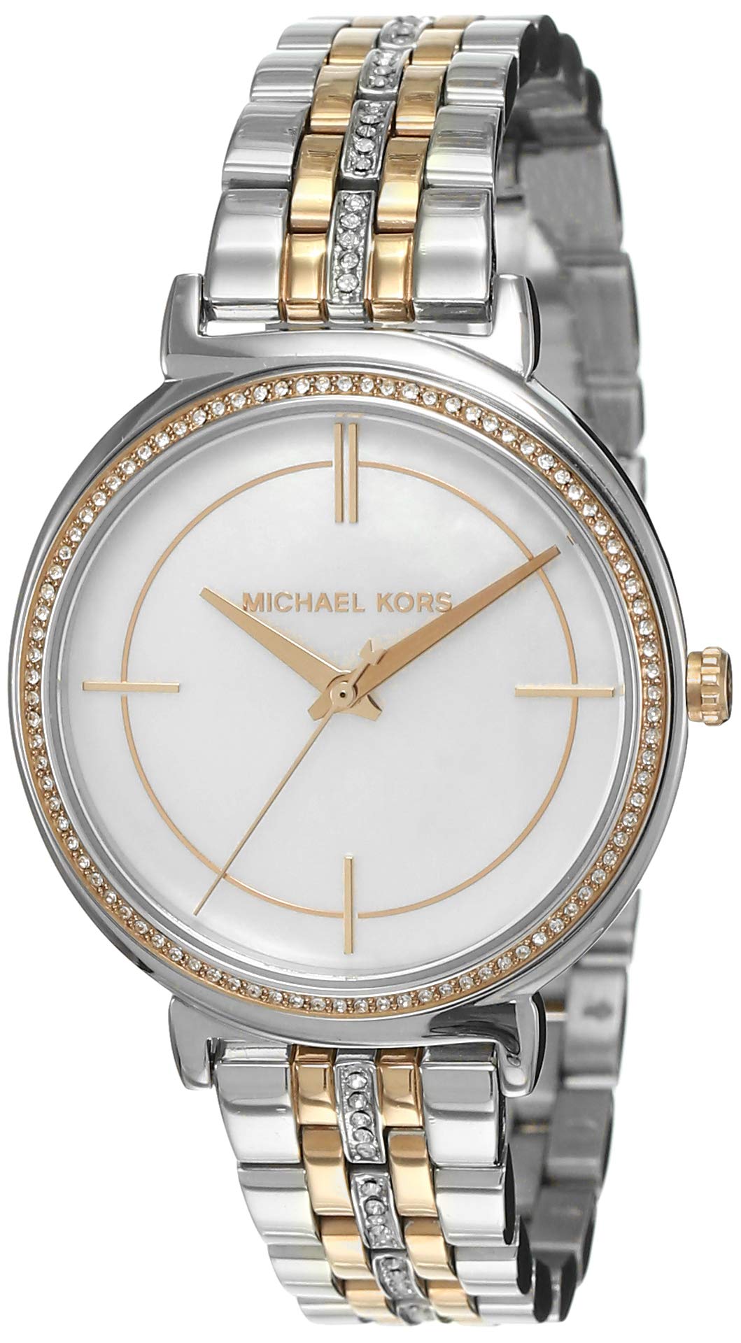 Michael Kors Cinthia Mother of Pearl Dial Two Tone Steel Strap Watch For Women - MK3831