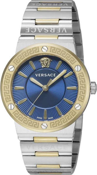 Versace Greca Quartz Blue Dial Silver Steel Strap Watch for Women - VEVH01120