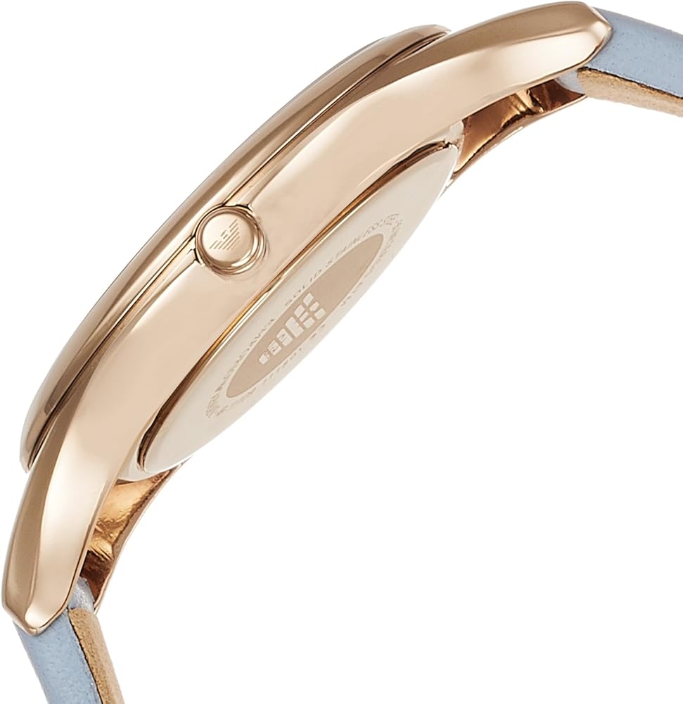 Emporio Armani Aurora Quartz Mother of Pearl White Dial Blue Leather Strap Watch For Women - AR11109