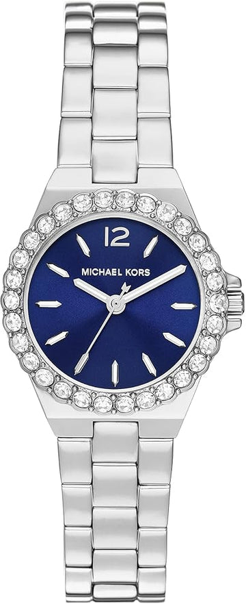 Michael Kors Lennox Three-Hand Blue Dial Silver Steel Strap Watch For Women - MK7397