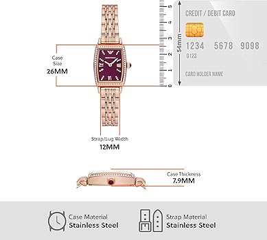 Emporio Armani Two Hand Diamonds Burgundy Dial Rose Gold Steel Strap Watch For Women - AR11488