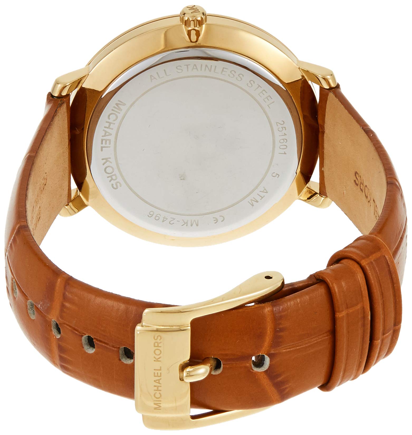 Michael Kors Jaryn Quartz Gold Dial Brown Leather Strap Watch For Women - MK2496