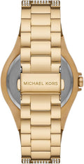 Michael Kors Lennox Three Hand Crystals White Dial Gold Steel Strap Watch For Women - MK6991