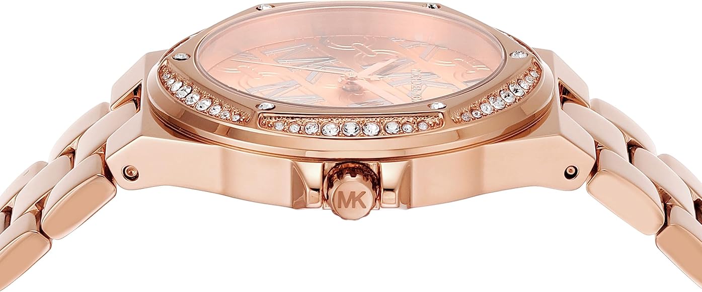 Michael Kors Lennox Quartz Rose Gold Dial Rose Gold Steel Strap Watch For Women - MK7405