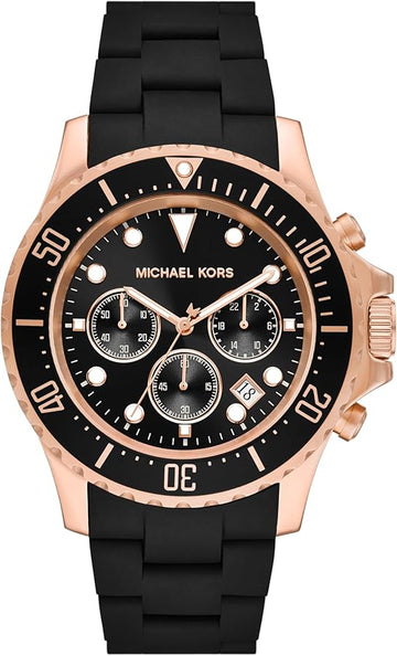 Michael Kors Everest Chronograph Black Dial Black Silicone Strap Watch For Men - MK9055