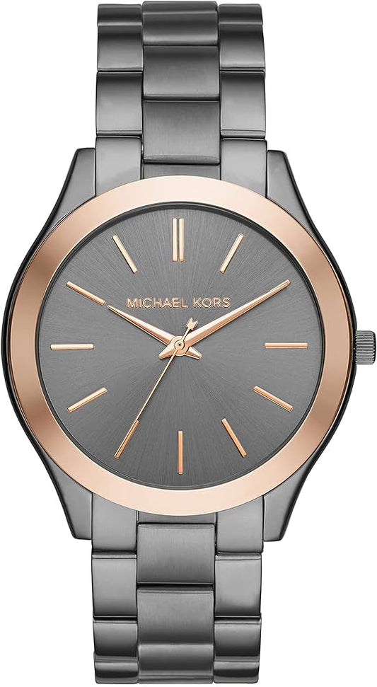 Michael Kors Runway Quartz Grey Dial Grey Steel Strap Watch For Women - MK8576