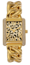 Michael Kors Emery Three Hand Leopard Print Gold Dial Gold Steel Strap Watch For Women - MK7437