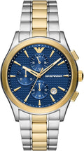 Emporio Armani Paolo Chronograph Blue Dial Two Tone Steel Strap Watch For Men - AR11579