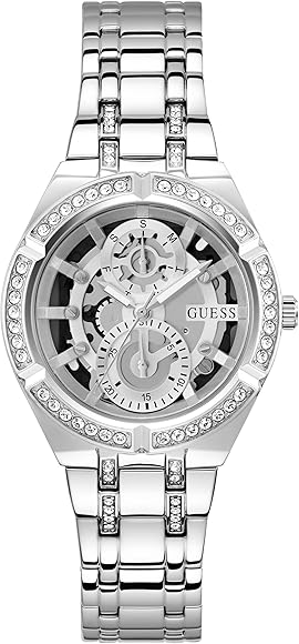 Guess Allara Quartz Silver Dial Silver Steel Strap Watch For Women - GW0604L1