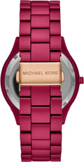 Michael Kors Slim Runway Red Dial Red Steel Strap Watch For Women - MK4505