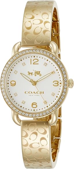 Coach Delancey Analog DIamonds Silver Dial Gold Steel Strap Watch for Women - 14502354