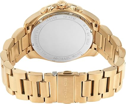 Michael Kors Brecken Chronograph Gold Dial Gold Steel Strap Watch For Men - MK8934