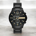 Armani Exchange Hampton Chronograph Black Dial Black Steel Strap Watch For Men - AX2164