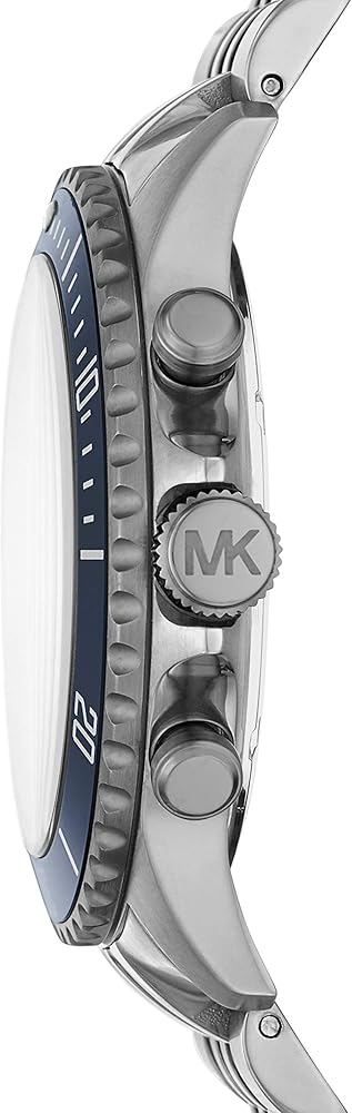 Michael Kors Bayville Chronograph Blue Dial Grey Steel Strap Watch For Men - MK8727