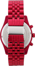 Michael Kors Lexington Chronograph Red Dial Red Steel Strap Watch For Men - MK8814