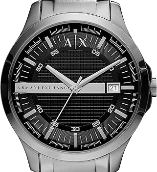 Armani Exchange Hampton Chronograph Black Dial Silver Steel Strap Watch For Men - AX2103