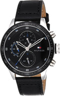 Tommy Hilfiger Trent Chronograph Quartz Black Dial Black Leather Strap Watch For Men - 1791810