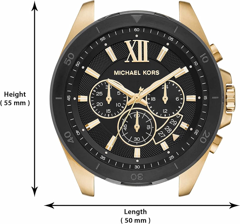 Michael Kors Brecken Chronograph Black Dial Gold Steel Strap Watch For Men - MK8848