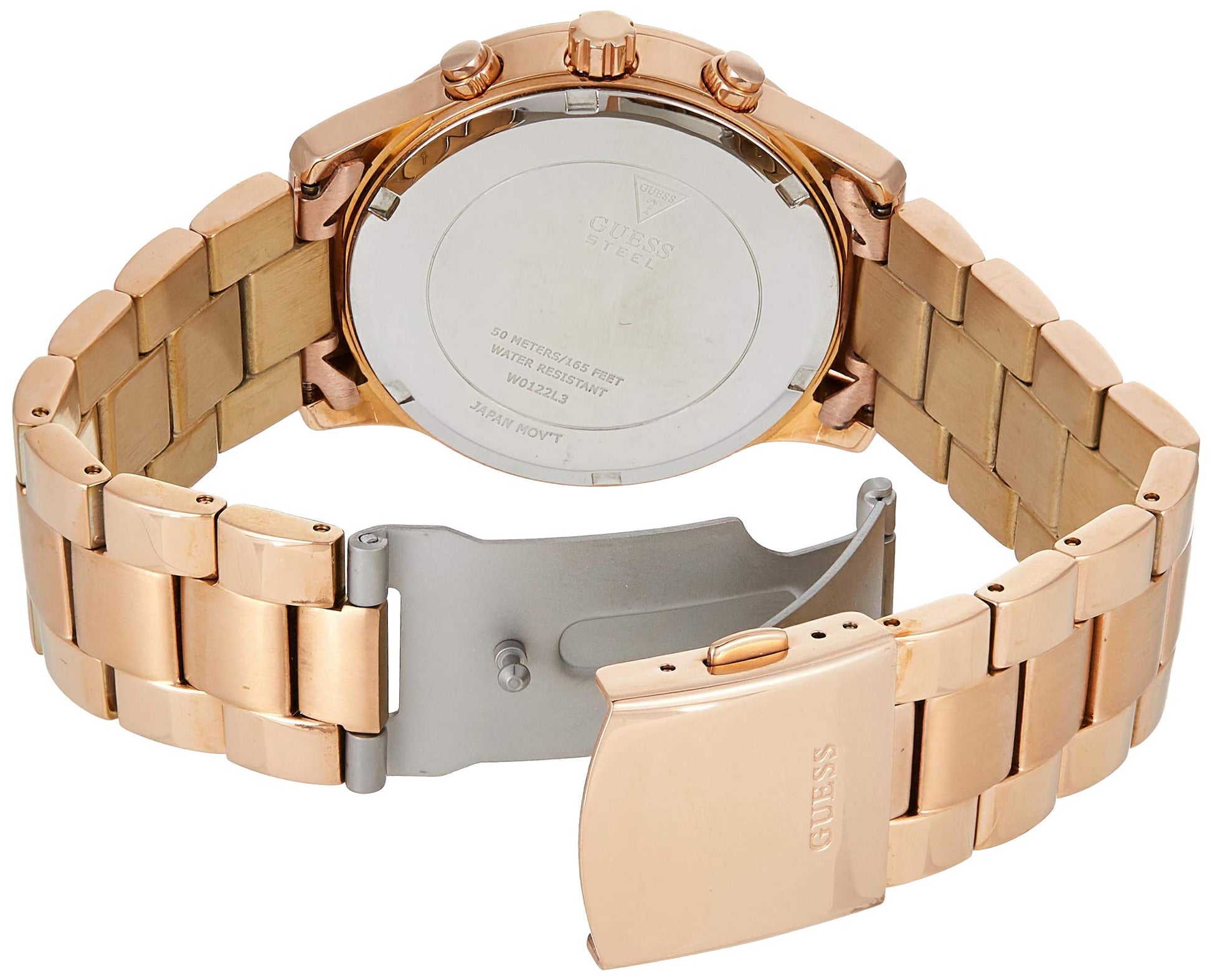 Guess Mini Spectrum Quartz Rose Gold Dial Rose Gold Steel Strap Watch For Women - W0122L3