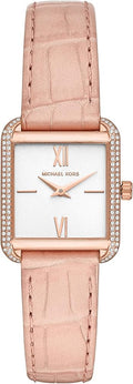 Michael Kors Lake Quartz White Dial Pink Leather Strap Watch For Women - MK2763