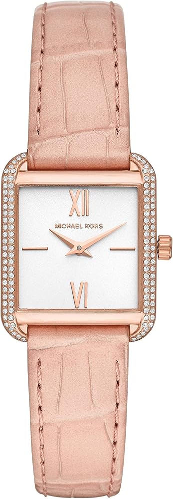 Michael Kors Lake Quartz White Dial Pink Leather Strap Watch For Women - MK2763