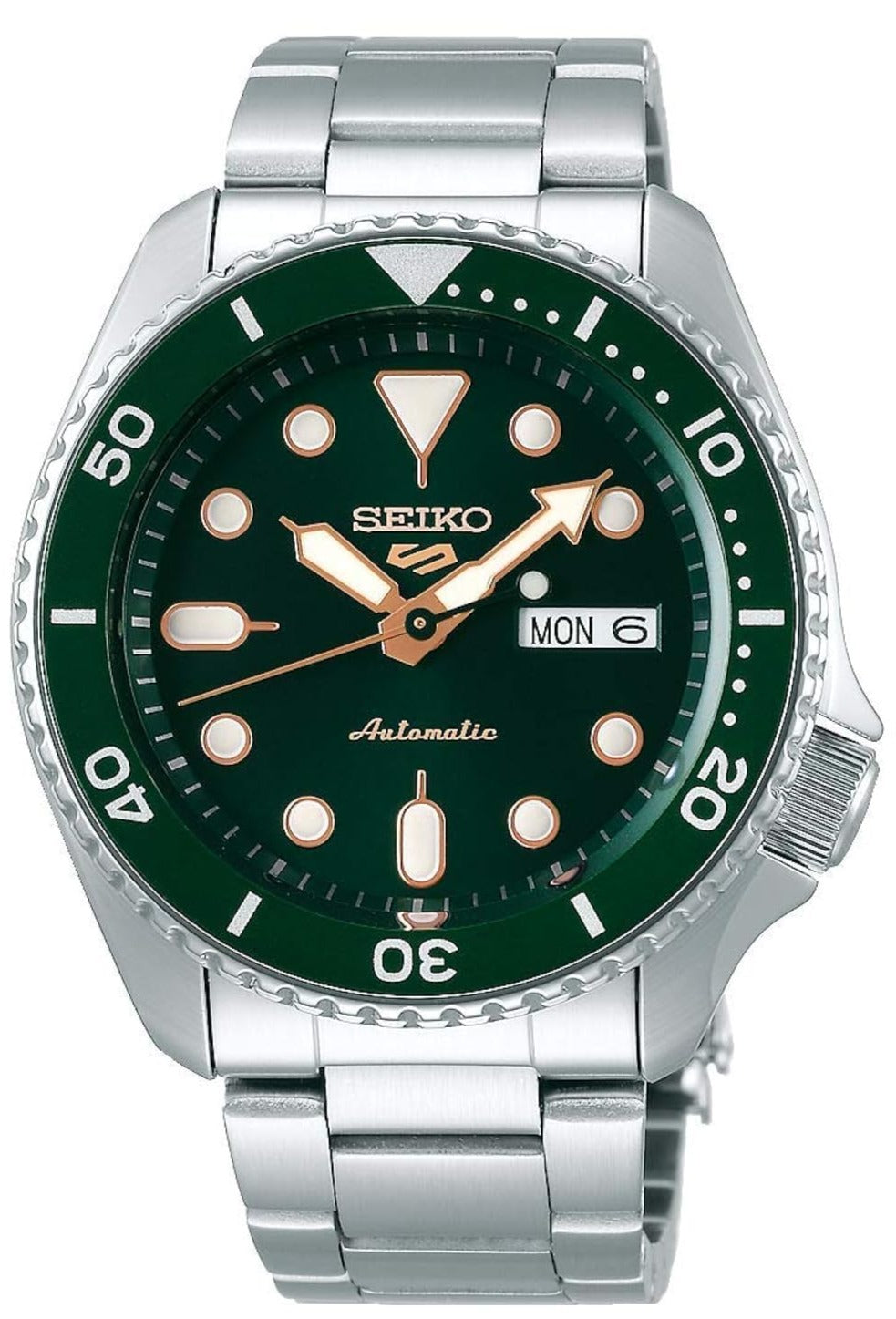 Seiko 5 Sports Automatic Analog Green Dial Silver Steel Strap Watch For Men - SRPD63K1